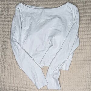 CALIA Ribbed Boat Neck Long Sleeve Top – Size XXL (White)